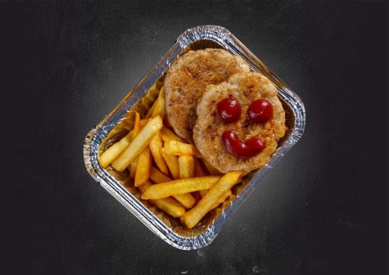 Смайлики-котлеты куриные с фри 90/120/30гр