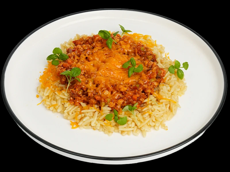 Орзо с куриным болоньезе