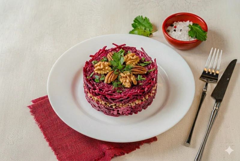 Салат свекла с орехами 100г