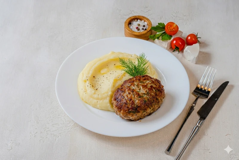 Мясная котлета с картофельным пюре 100/150г
