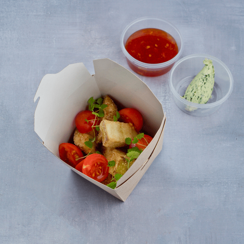 Тёплый салат из хрустящих баклажанов 