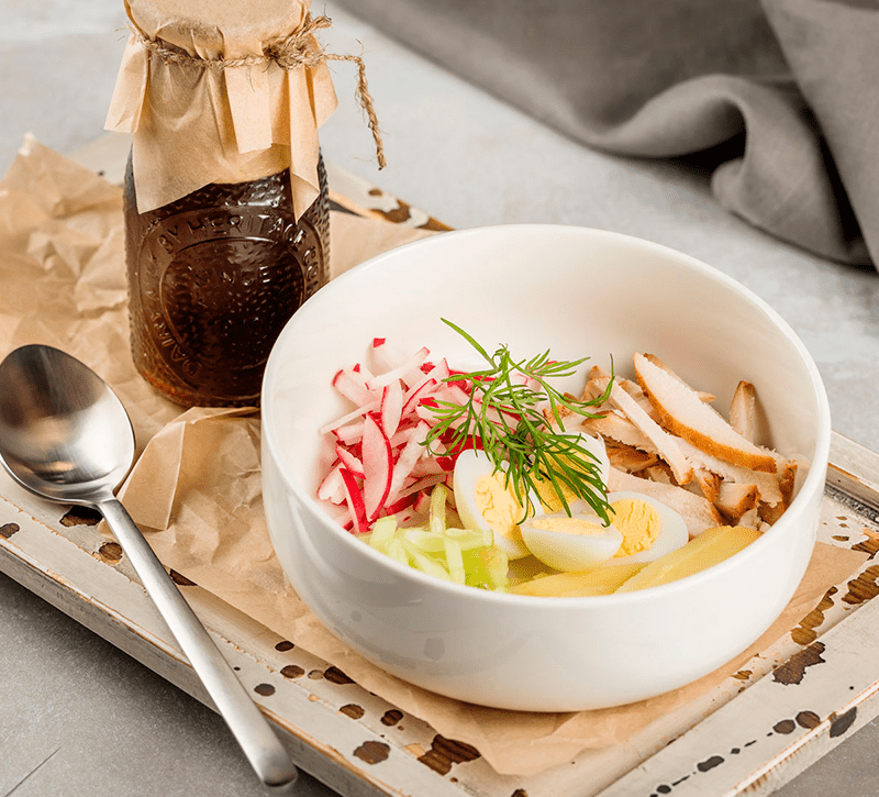 Окрошка с курицей