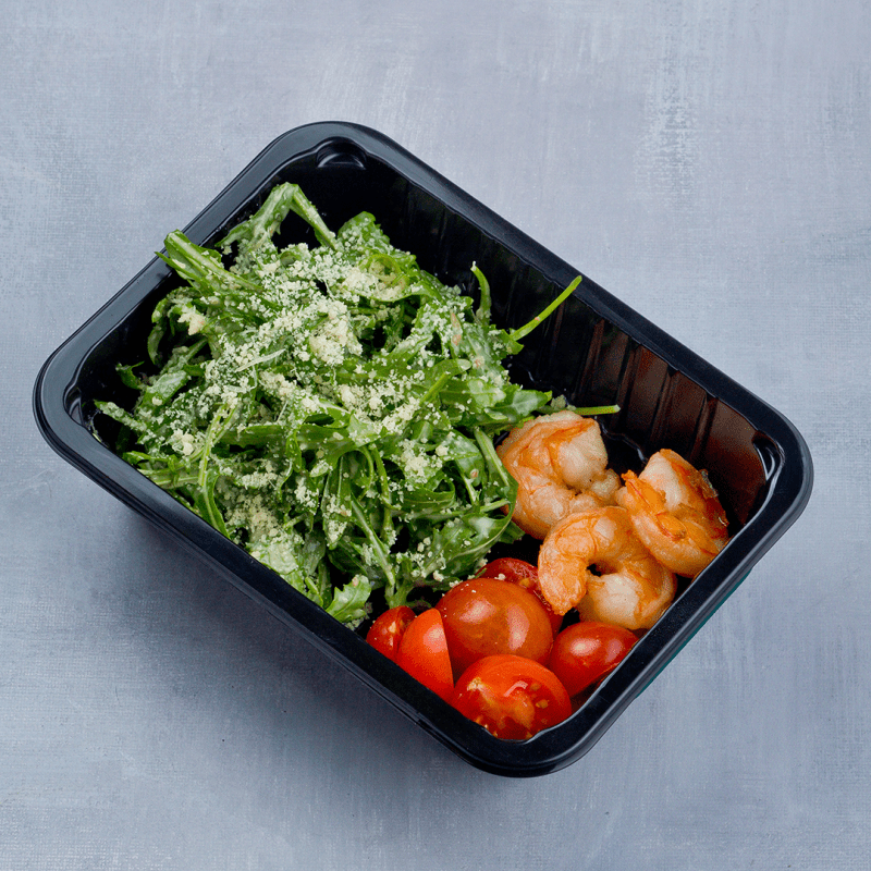 Салат с рукколой и креветками 