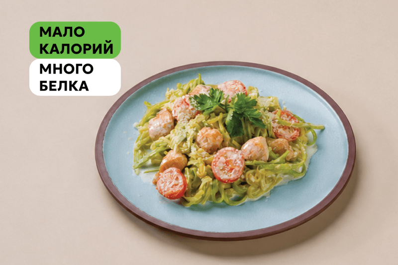 Паста из кабачков с цыпленком и пармезаном