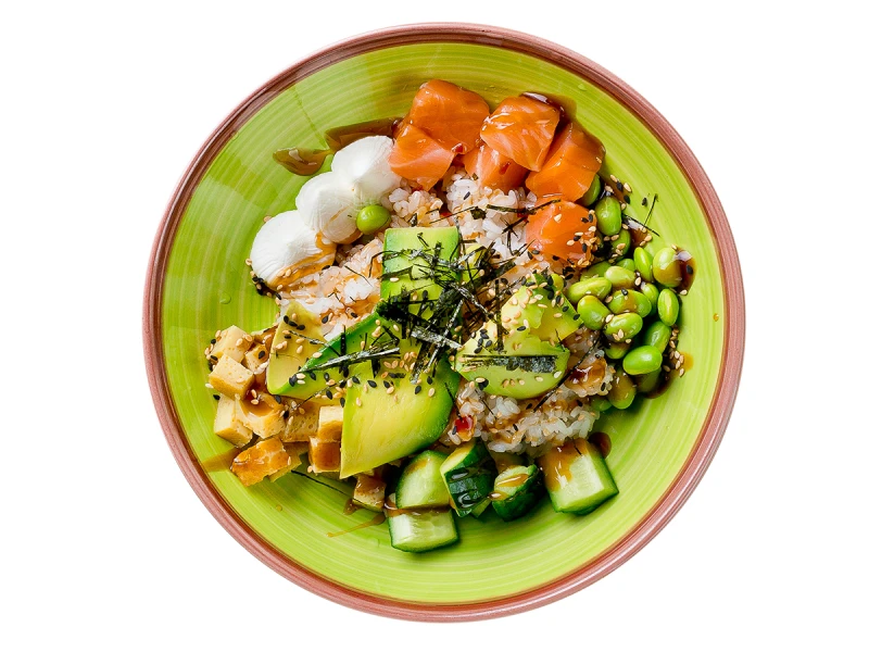 Поке лосось терияки