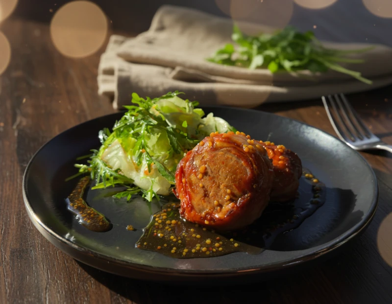 Медальоны из свинины в медово - горчичном соусе