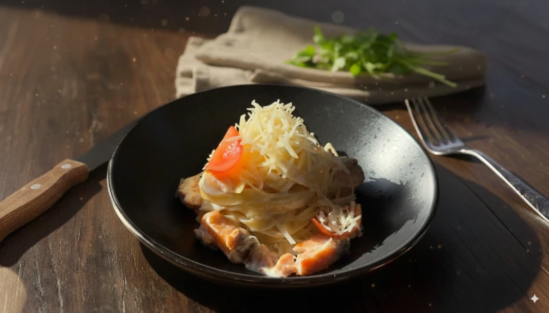 Фетучини с сёмгой