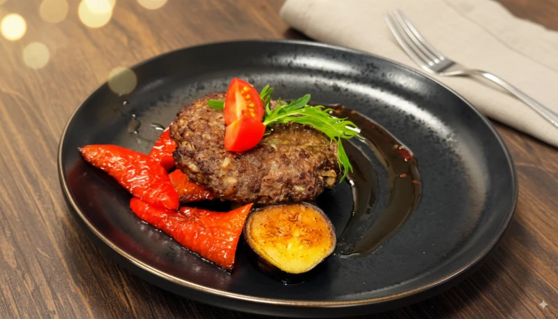 Бифштекс с овощами гриль