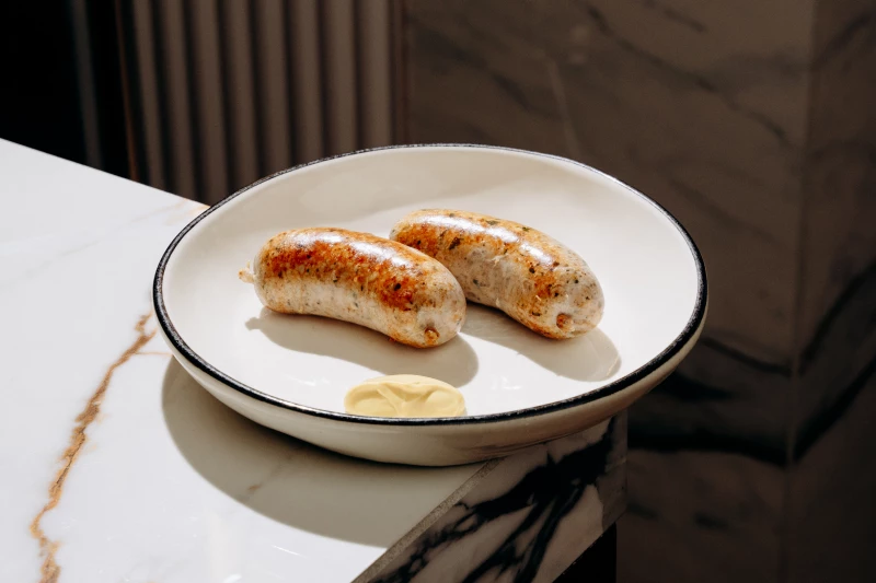 Сосиски домашние из индейки, сладкая горчица