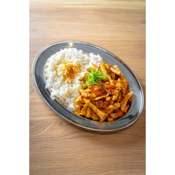 Свинина с Гандофу и Кимчи на рисе