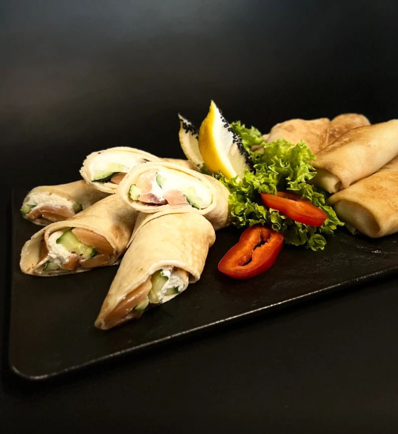 Блины с семгой и сыром