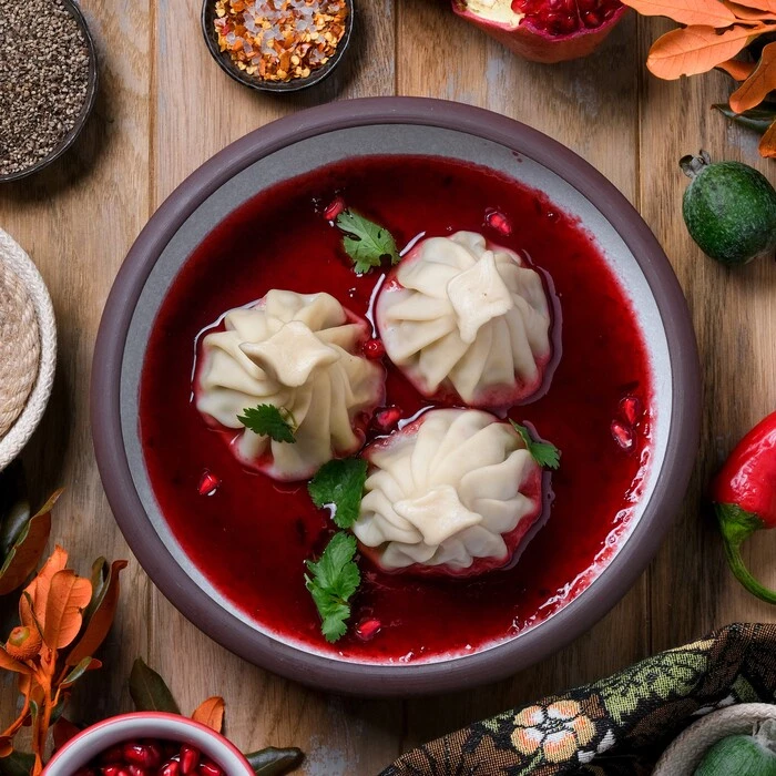 Набор из трёх хинкали №5: Свинина в соусе Ткемали