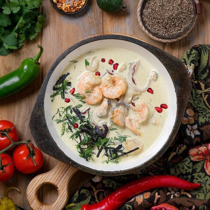 Шкмерули с морепродуктами