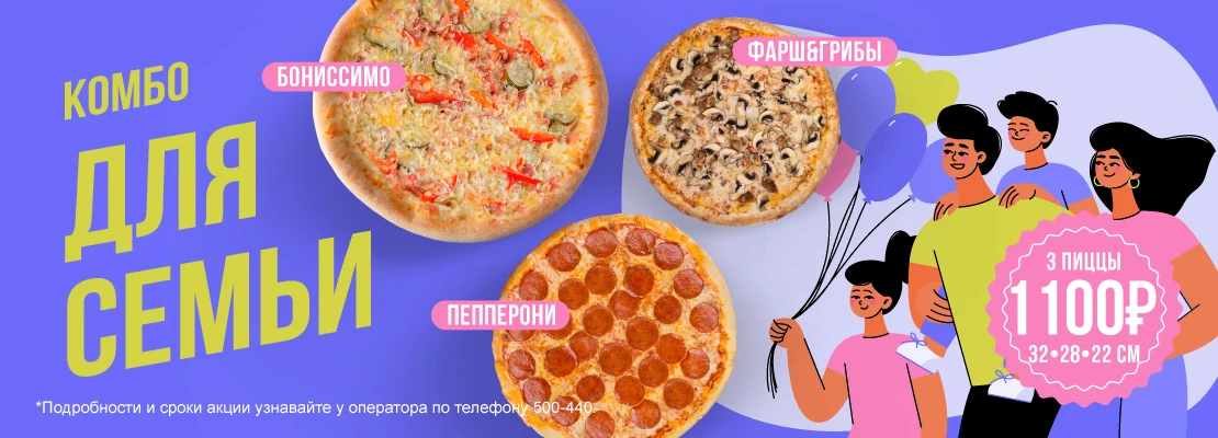 три пиццы разных размеров