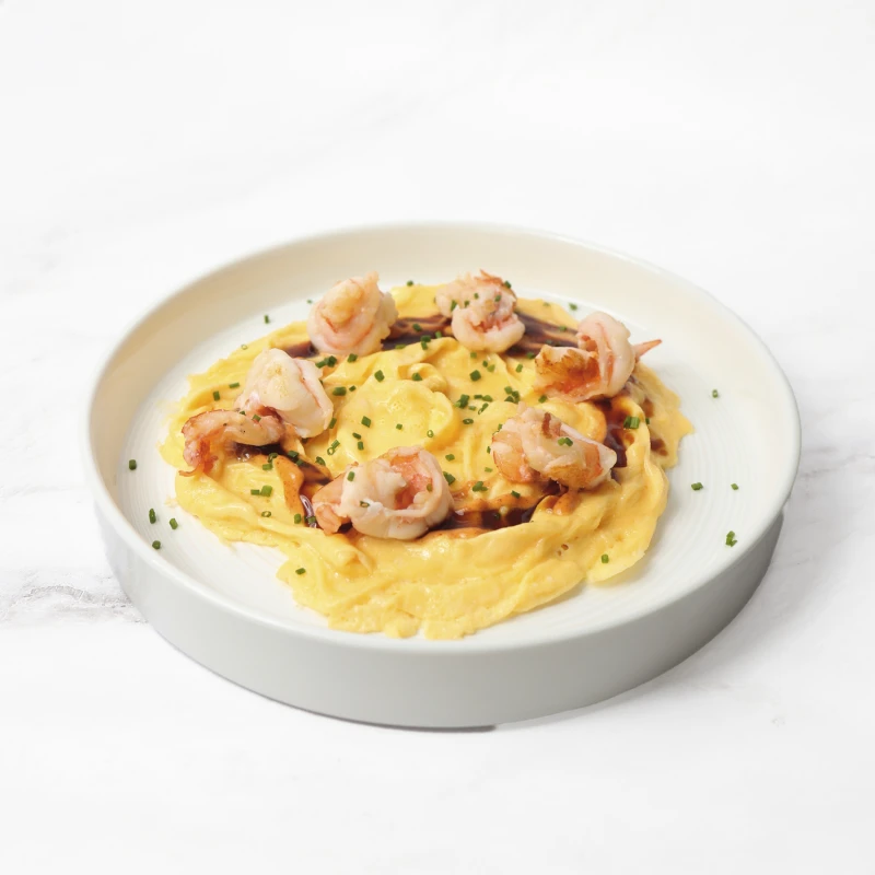 ♥ Скрембл с креветками и пряным соусом