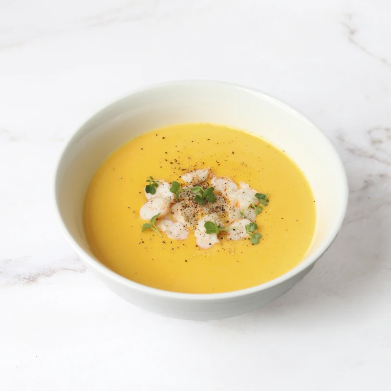 ♥ Крем-суп овощной с тигровыми креветками 