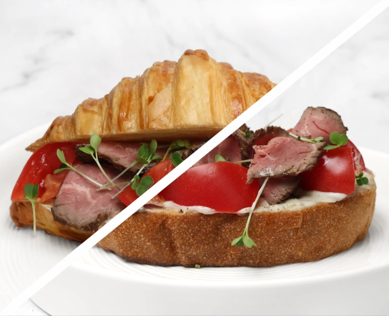 ♥ Круассан/брускетта с ростбифом и томатами