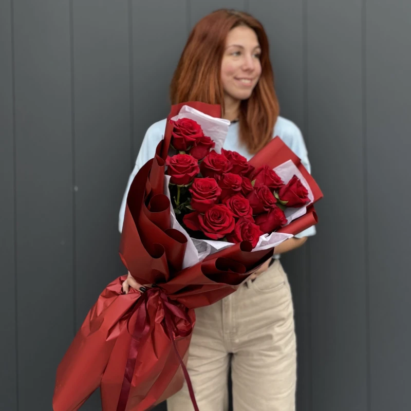 Букет из 15 роз Эквадор (60-70см)