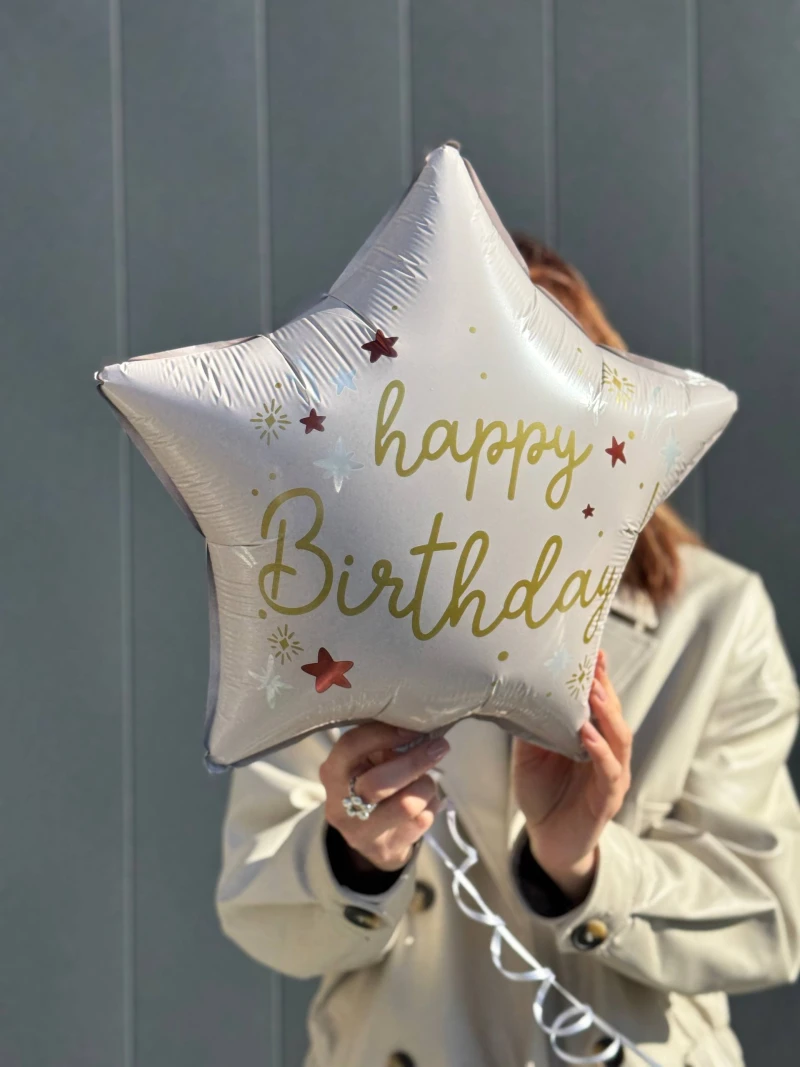 Фольгированный шар "Happy Birthday" (45см)