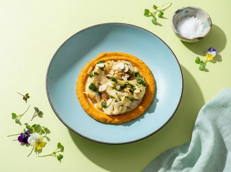 Стейк из капусты с перечным кремом