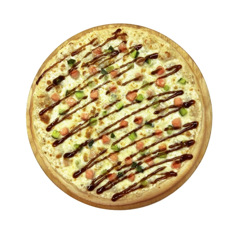 С лососем и соусом унаги пицца 