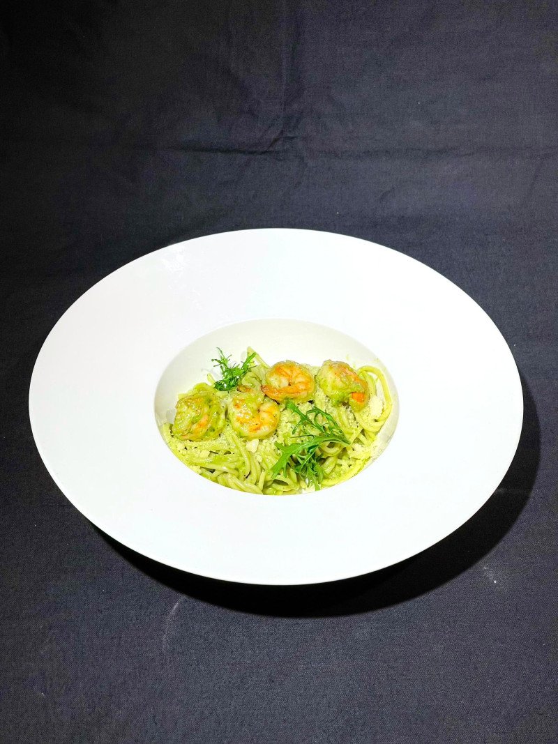 Спагетти с креветками