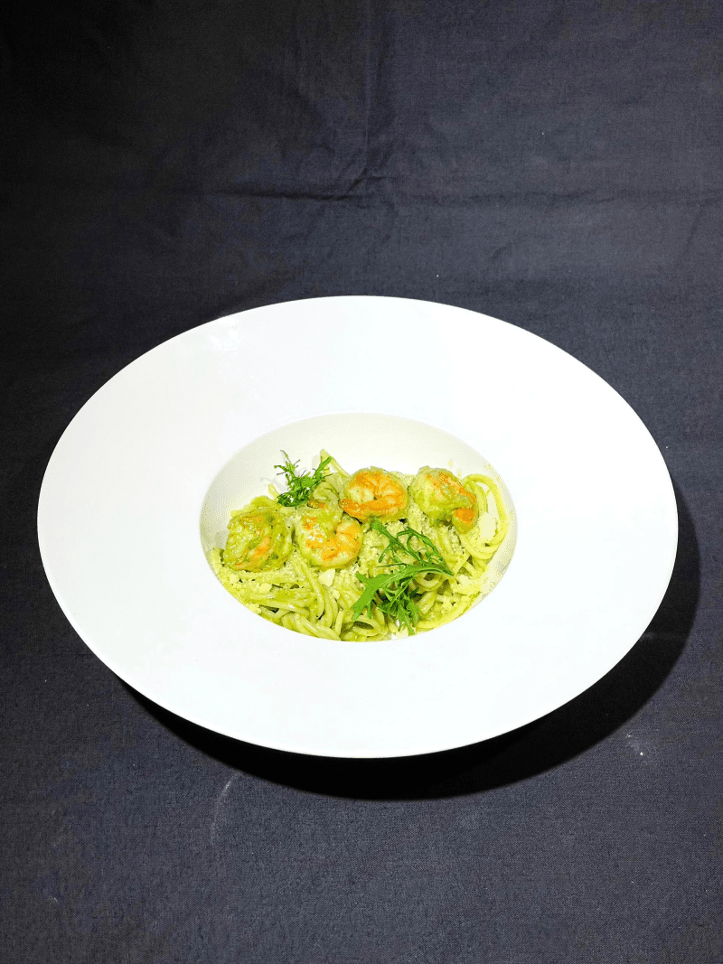 Спагетти с креветками