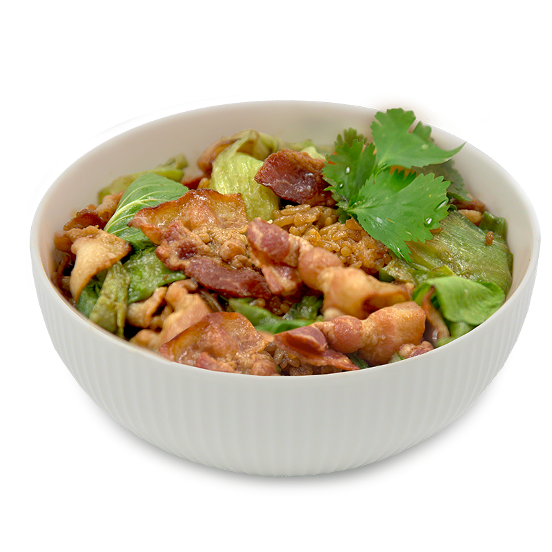 Тяхан с беконом и овощами