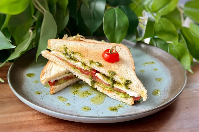 Горячие тосты с моцареллой и томатами