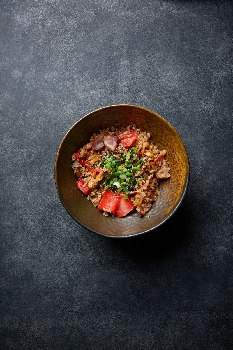 Рис с беконом и Кимчи 