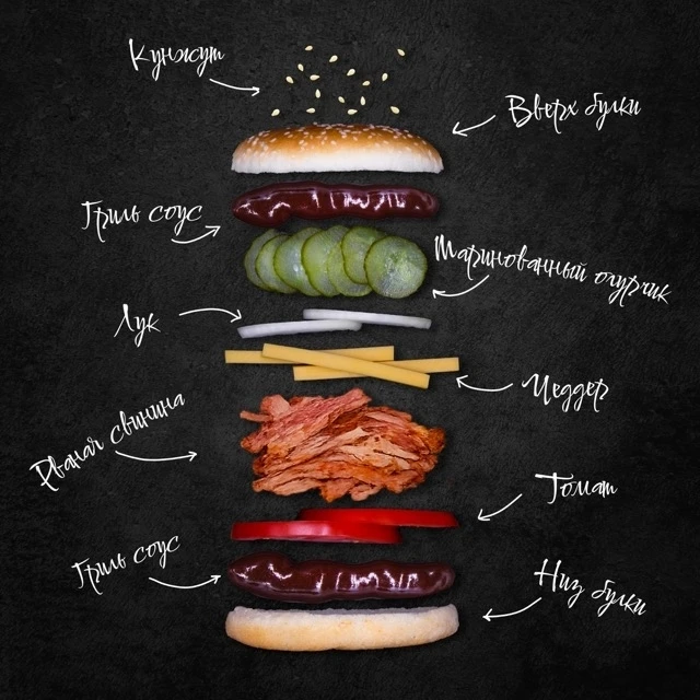 Бургер с рваной свининой