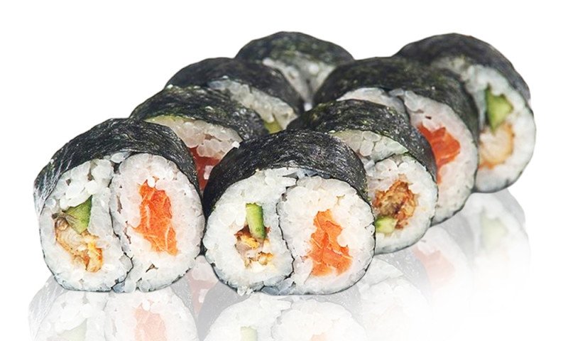 Инь Янь ролл с угрем и лососем