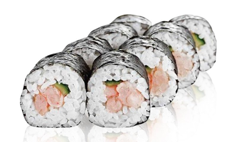 Ролл с креветкой и огурцом