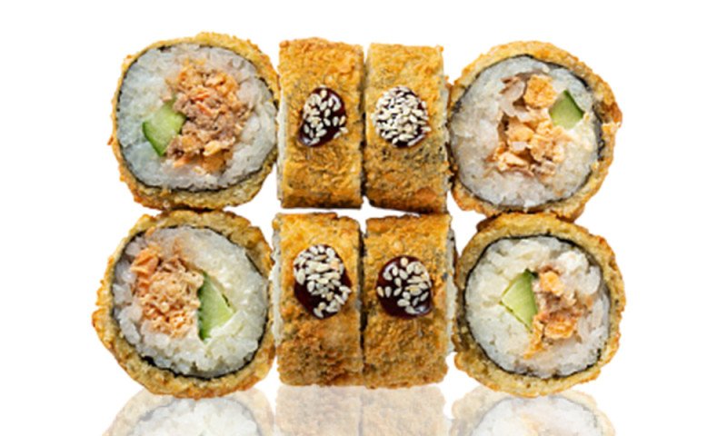 Горячий Терияки ролл с лососем