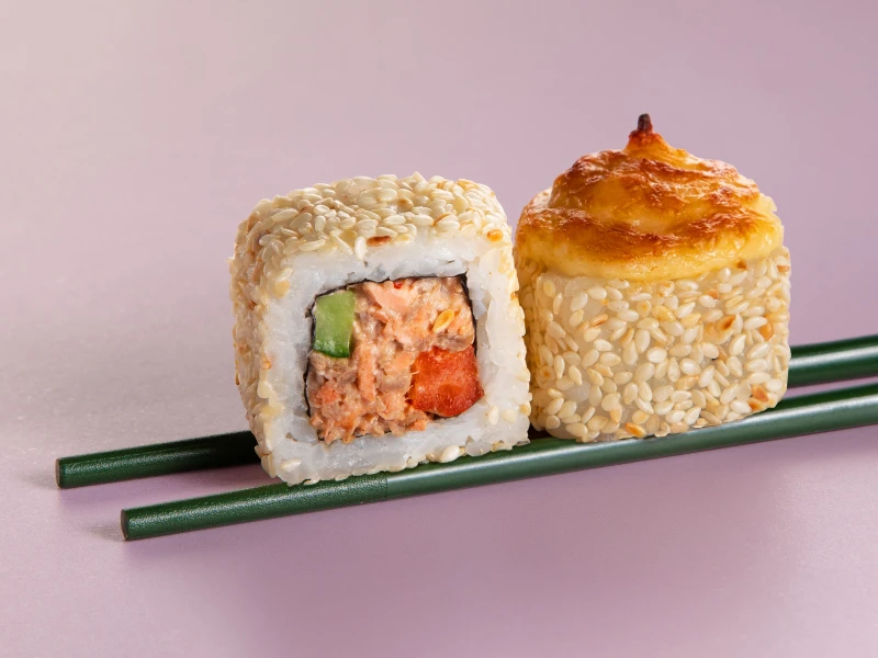 ЗАПЕЧЁННЫЙ С ЖАРЕНЫМ ЛОСОСЕМ