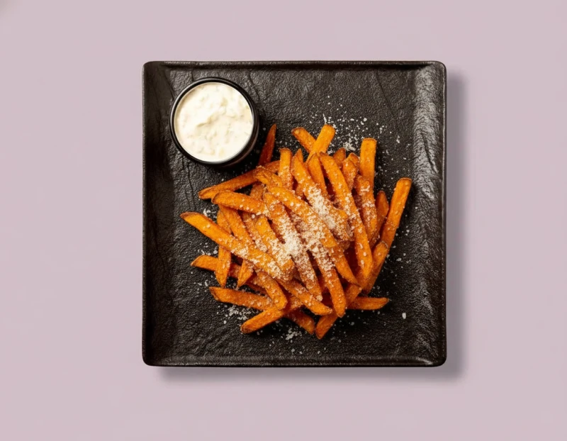 БАТАТ С ПАРМЕЗАНОМ И СОУСОМ ТАР-ТАР