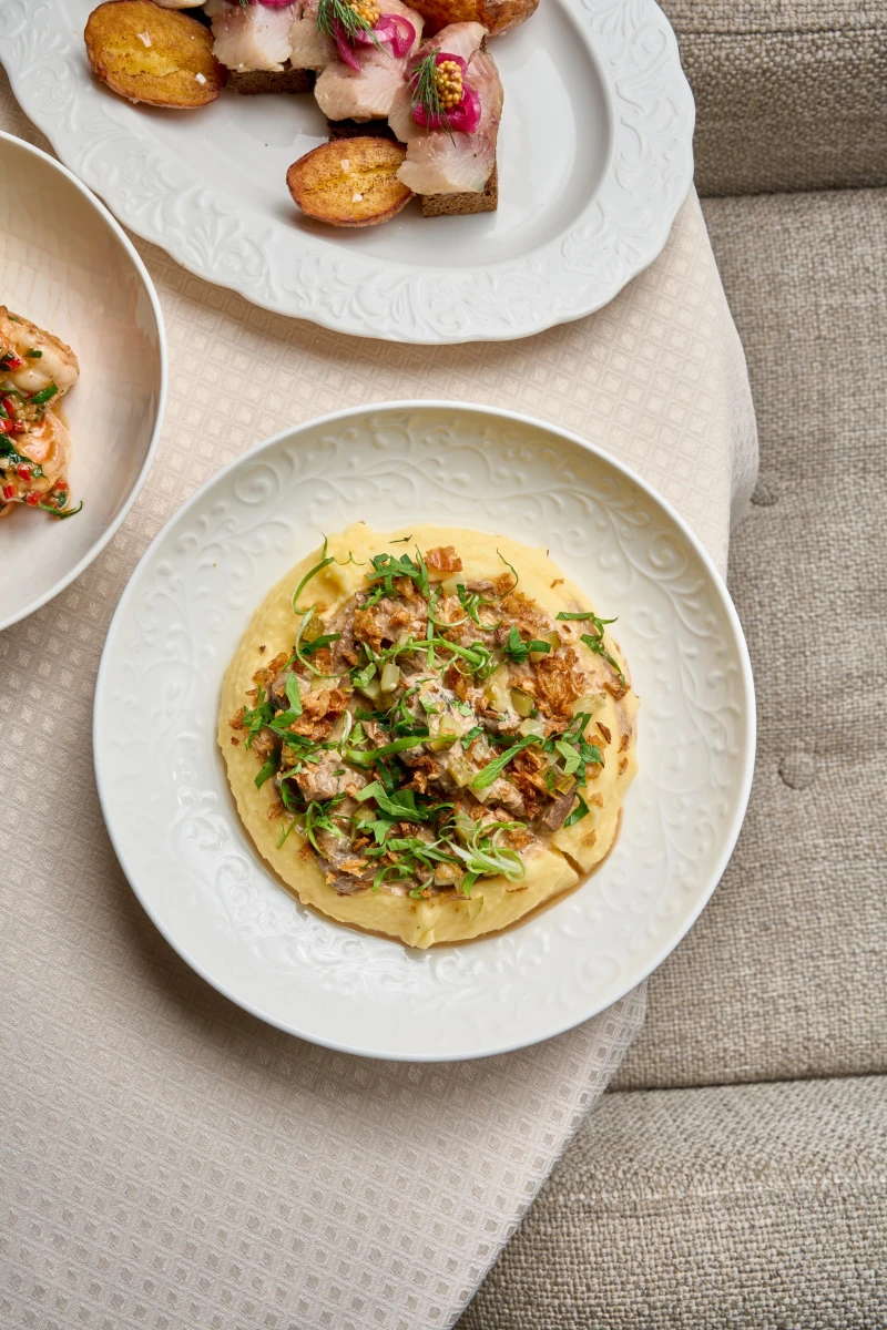 Бефстроганов с картофельным пюре 