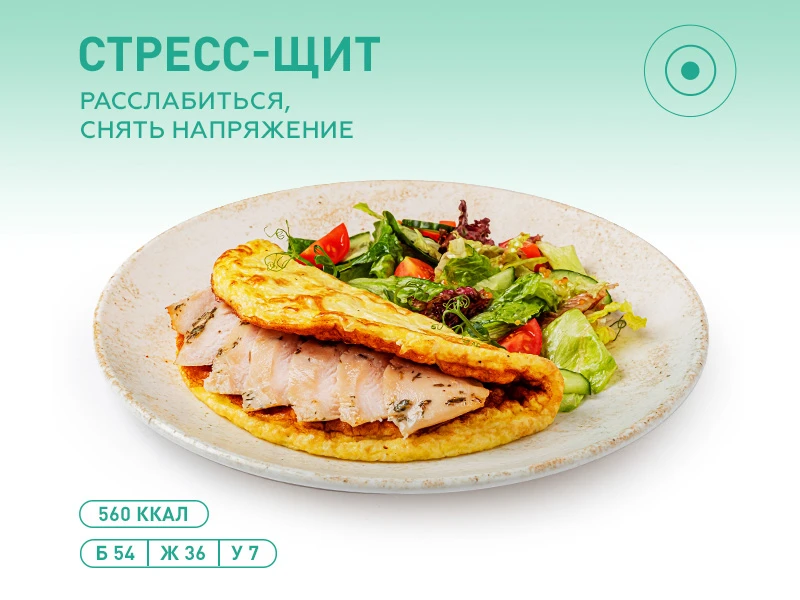Омлет с индейкой и салатом из свежих овощей