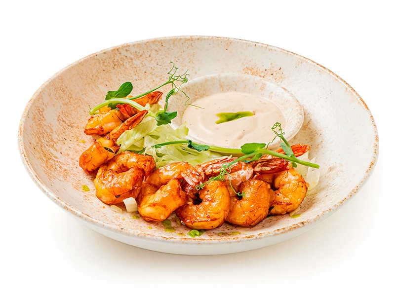 Жареные креветки с соусом Рэнч