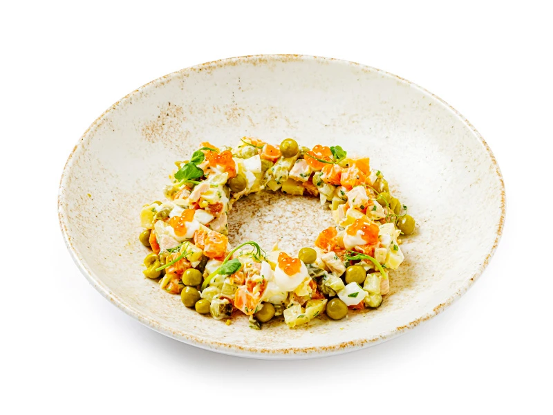 Оливье с копченой курицей