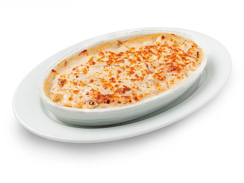 Запеченные ньокки с цыпленком и грибами