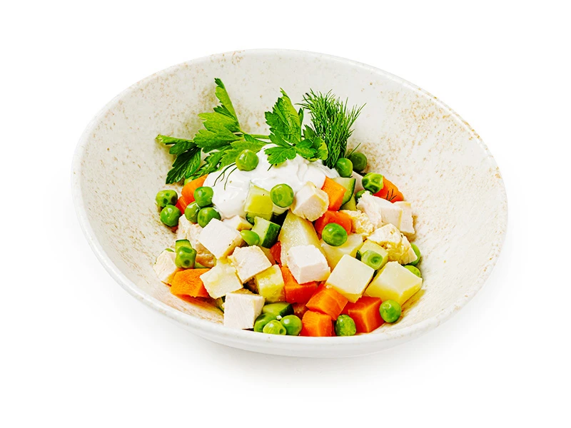 Оливье с филе цыпленка