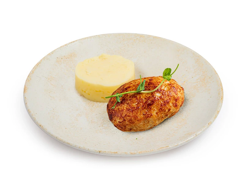 Котлета из индейки со сливочным сыром и шпинатом с выбором гарнира