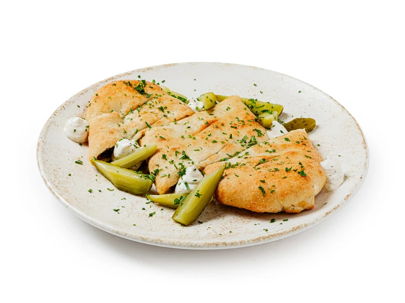 Пирожок с картофелем, грибами и трюфельным Айоли