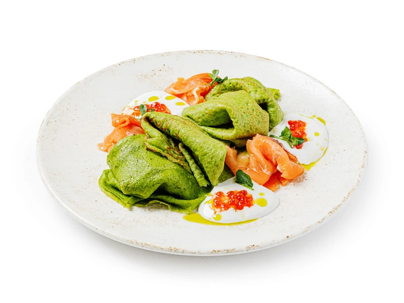 Укропные блины с лососем