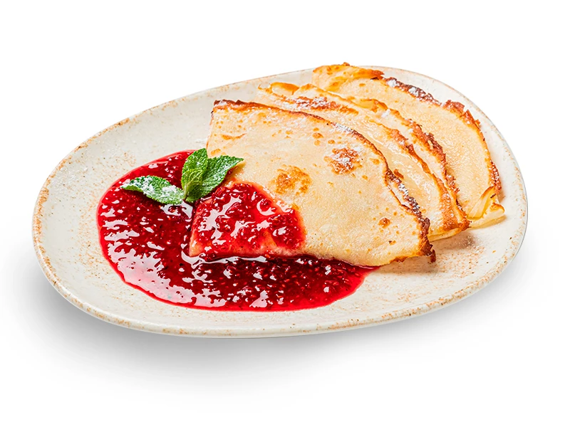 Блинчики с домашним малиновым вареньем