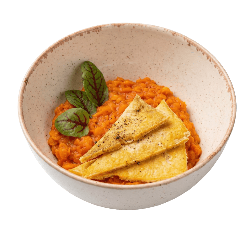 Чечевица с жареным тофу