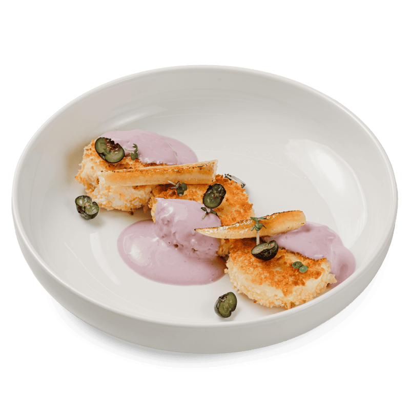 Хрустящие сырники с черничным йогуртом