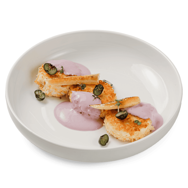 Хрустящие сырники с черничным йогуртом