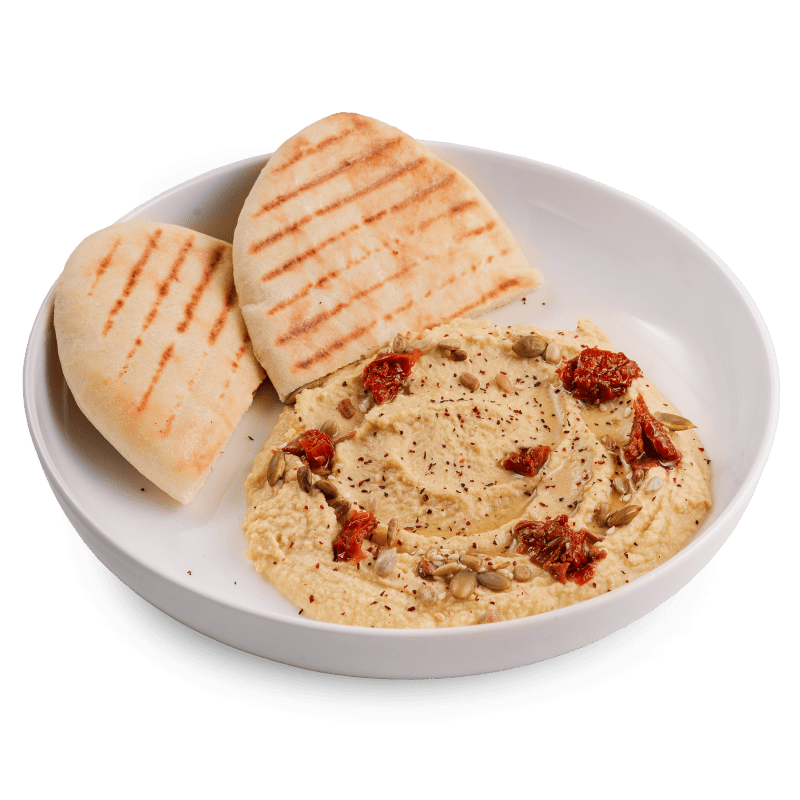 Хумус с вялеными томатами и питой